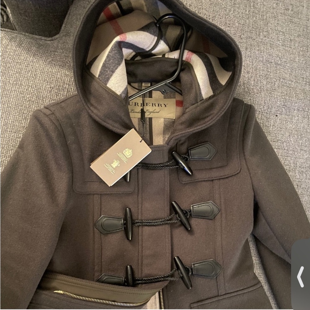 Burberry olive green  Hooded Duffle Coat
